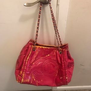 Vintage Chanel Chain Strap Pink Hobo Bag